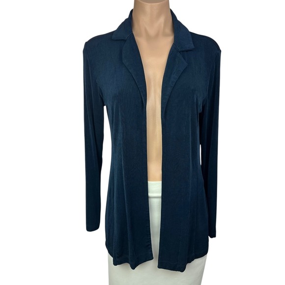 Chico's Travelers Size 0/S Navy Blue Cardigan Jacket Long Sleeves Collared - Picture 1 of 6